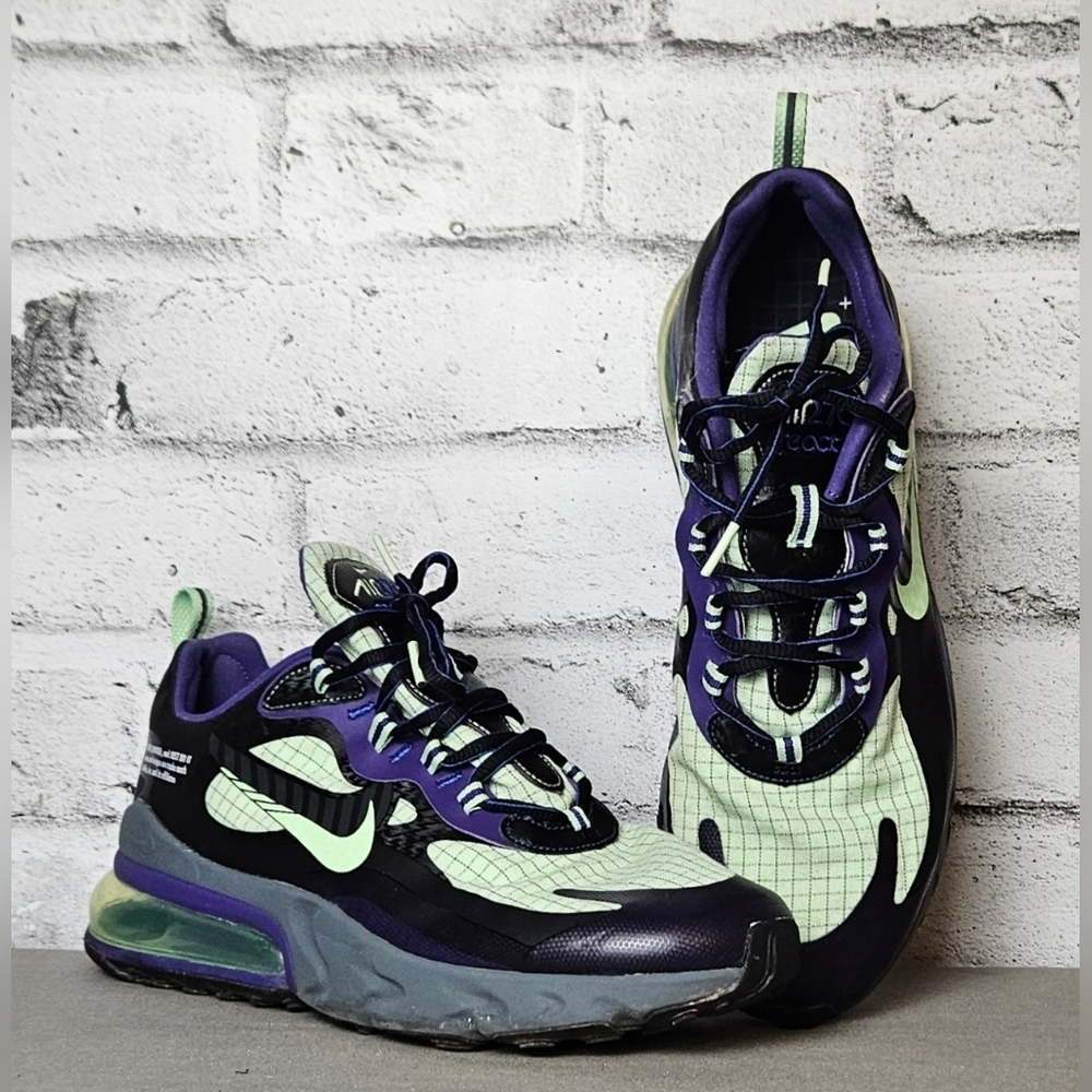 Nike Air Max 270 React Sneakers Mens 10 Purple Green Black CT1817-001